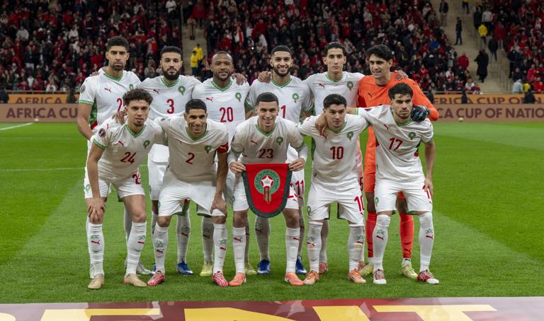 RABAT, MOROCCO - JANUARY 18: Morocco national team players pose for a commemorative photo ahead of the 35th Africa Cup of Nations (AFCON 2025) final match between Morocco and Senegal at the Prince Moulay Abdellah Stadium in the capital Rabat, Morocco on January 18, 2026. (Photo by Abu Adem Muhammed/Anadolu via Getty Images)
